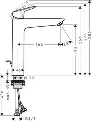 Смеситель для раковины 190, с донным клапаном, хром Hansgrohe Logis 71095000