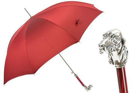 Зонт-трость Pasotti Red Umbrella with Silver Hound, Италия