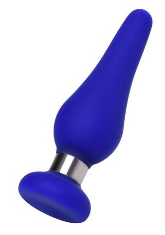Синяя силиконовая анальная втулка с ограничителем - 11,5 см. - ToyFa ToDo 357010