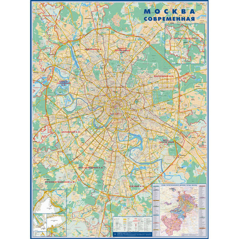 Настенная карта Москвы с каждым домом 1:34 000