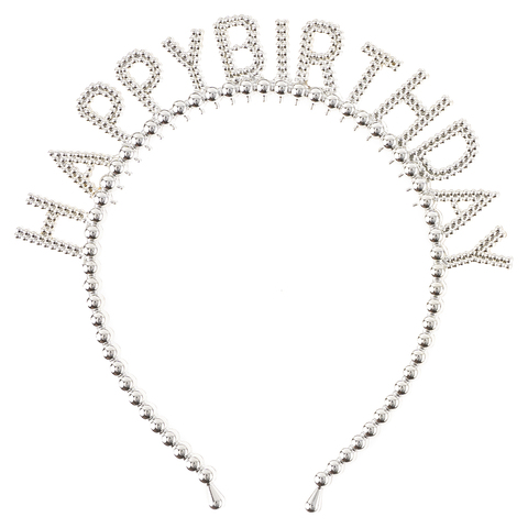 Ободок, Happy Birthday, Сверкающий жемчуг, Серебро, 1 шт.