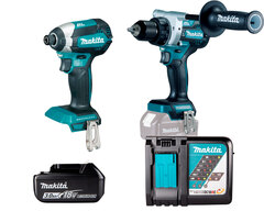 Аккумуляторный винтовёрт + дрель-шуруповёрт с энергокомплектом Makita DTD153Z-DDF486Z-191A25-2