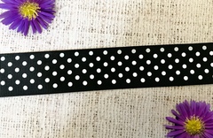 Лента репсовая в горошек, ш. 3,2 см, чёрный