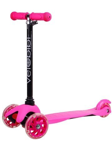 Самокат 3-х колесный (51*11) кол.11/7,6см ПВХ со свет.,макс.40кг, розовый