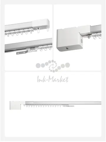 Умный карниз для штор Яндекс YNDX-00591 1,8 - 3,0 м, работает с Алисой, Zigbee  выдвиженой, горизонтальный белый