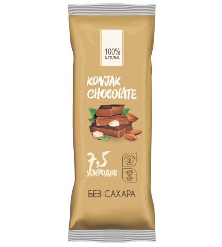 ШОКОЛАД БЕЗ САХАРА KONJAK CHOCOLATE МИНДАЛЬНЫЙ