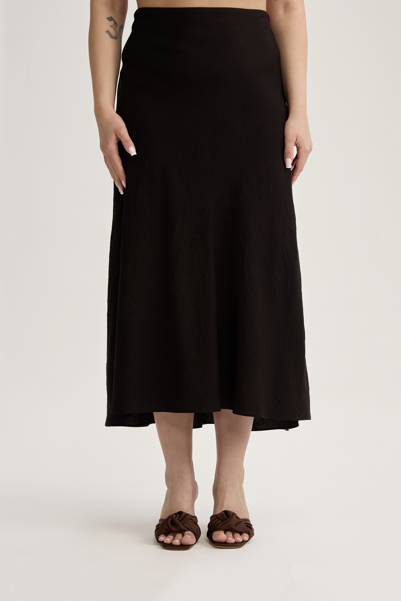 Юбка миди из жатой вискозы, черный
