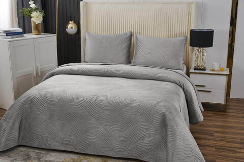 Покрывало 240х260 и 2 наволочки 50x70 Sofi De MarkO Жизель светло-серое