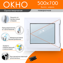 Пластиковое окно 500 х 700 ТермА Эко с поворотной створкой