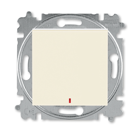 Выключатель/переключатель одноклавишный с контрольной подсветкой LED белого цвета на 2 направления(проходной). Цвет Слоновая кость / белый. ABB. Levit(Левит). 2CHH592545A6017+2CHU161444C4000