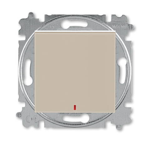 Выключатель/переключатель одноклавишный с контрольной подсветкой LED белого цвета на 2 направления(проходной). Цвет Кофе макиато / белый. ABB. Levit(Левит). 2CHH592545A6018+2CHU161444C4000