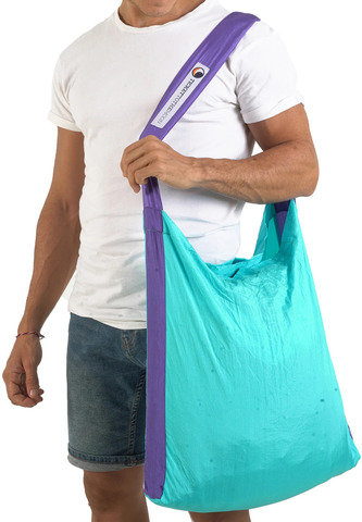 Картинка сумка складная Ticket to the Moon eco bag large Turquoise/Purple - 1