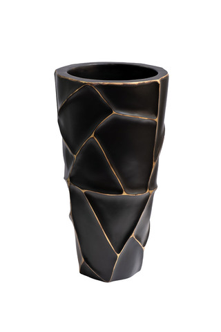 Кашпо для цветов напольное 26x48см Garda Decor черное с золотым декором