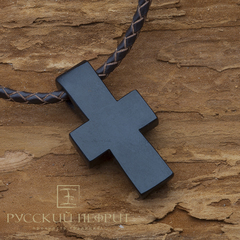 Крест из чёрного нефрита с фактурой