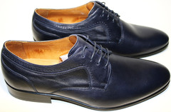 Туфли дерби мужские классические, кожаные Икос пепельно синие