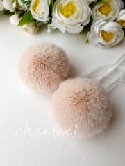 Eco-fur pompoms, 6 cm, color Arctic fox, 2 pieces