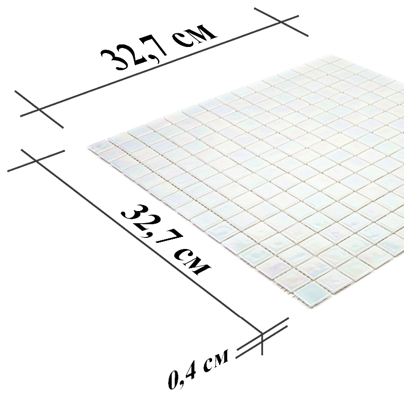 PB109 Мозаика одноцветная чип 20 стекло Alma Mono Color белый светлый квадрат глянцевый перламутр