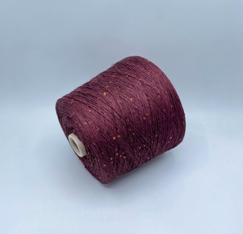 G&G Filati  (пр.Италия),art-Bellino, 370м/100гр, 100%Лен+пайетка(терракот) , цвет-Винный, арт-34045
