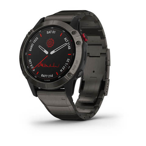 Garmin Fenix 6 Pro Solar - Titanium Carbon Gray DLC Case and Band