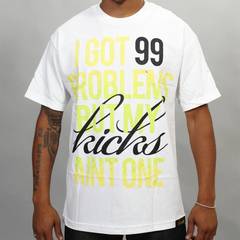 Футболка Sneaktip 99 Problems белая с салатовым