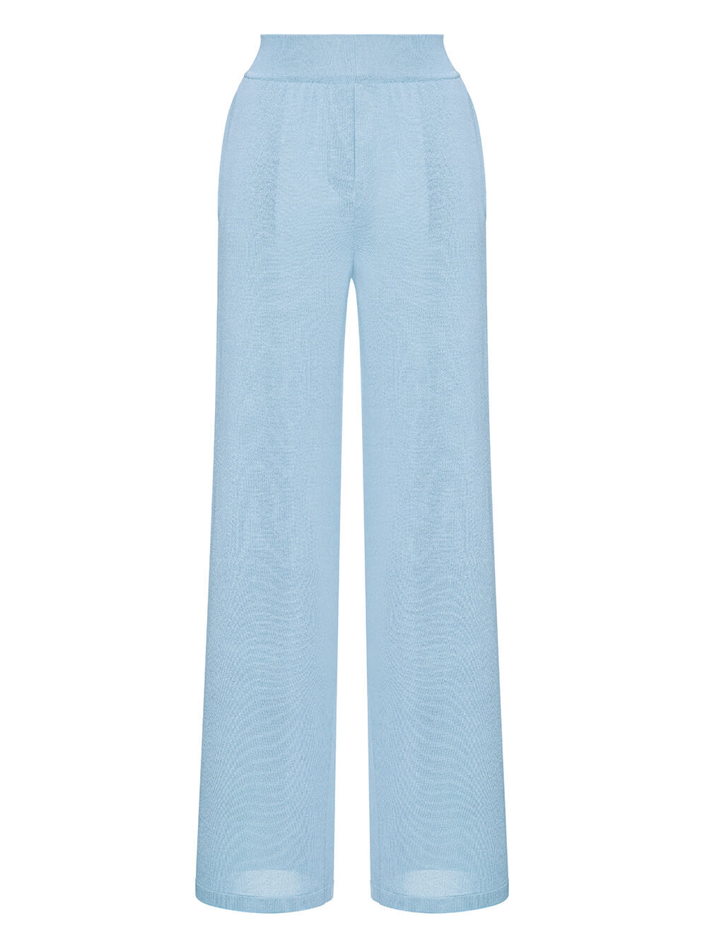 Женские брюки голубого цвета из шелка и вискозы - фото 1