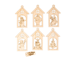 Заготовки для творчества "Елочные игрушки "Избушки"