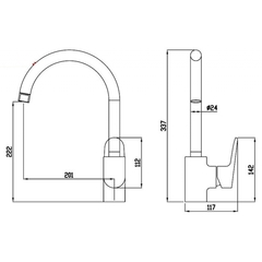 СМЕСИТЕЛЬ ДЛЯ КУХНИ С ВЫСОКИМ ПОВОРОТНЫМ ИЗЛИВОМ BRAVAT PURE F7105161C