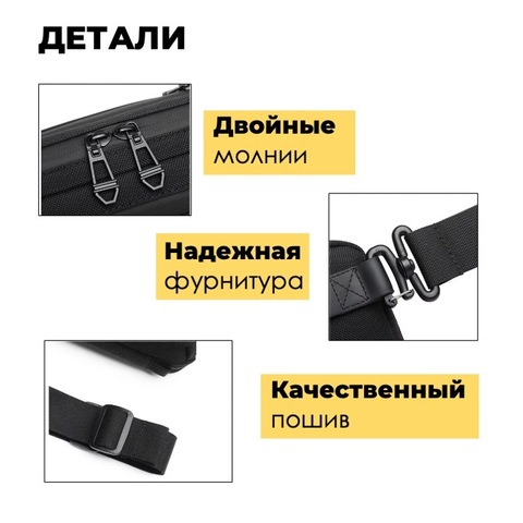 Картинка рюкзак однолямочный Ozuko 9735 Black - 6