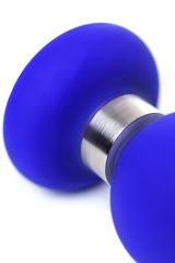 Синяя силиконовая анальная втулка с ограничителем - 11,5 см. - 