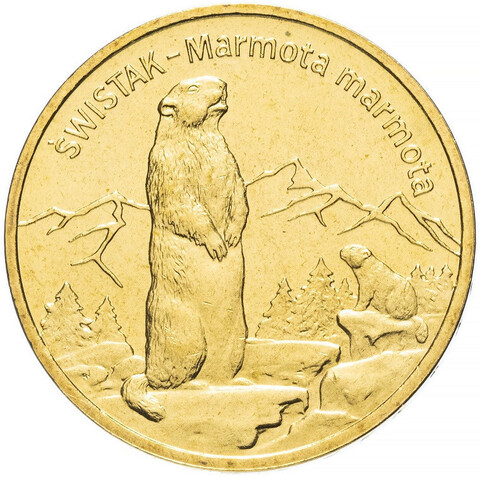 Польша. 2006. 2 злотых. #110. Альпийский сурок, Marmota marmota [животный мир]