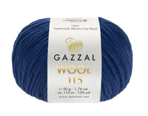 Пряжа Gazzal WOOL 115 3331 тёмн.синий (уп.5 мотков)