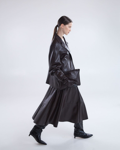 Юбка из искусственной кожи шоколад