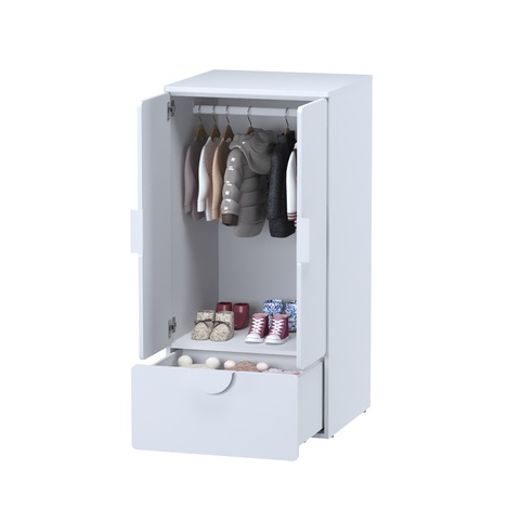 Шкаф распашной с 2 дверьми, полкой и выдвижным ящиком ПИКСИ, 60х57х120, робкий подснежник