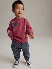 Лонгслив и брюки в комплекте для мальчика Next B81-531, Красный, Темно-серый
