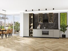 Прямая модульная кухня Фьюжн-08 Silky Grey - Graphite 2340*3400*600