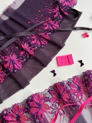 Вышивка на сетке фиолетовая/неон 24 см (правая)