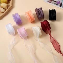 Лента органза с волнистым краем (4см*9,14м), Вишневый, 1 шт.