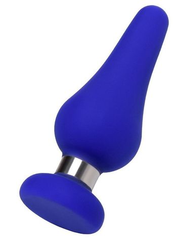 Синяя силиконовая анальная втулка с ограничителем - 13 см. - ToyFa ToDo 357011
