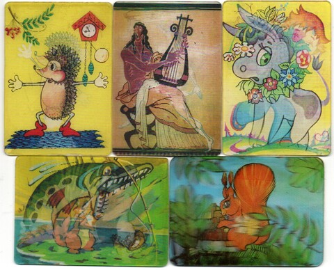 № 89 Набор из 5 переливных (стерео) Календариков . Мультфильмы СССР 1984 год.