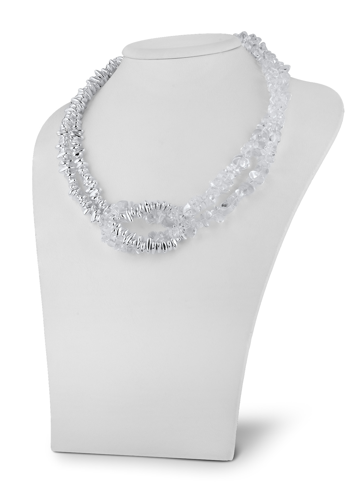 Колье с горным хрусталем и гематитом