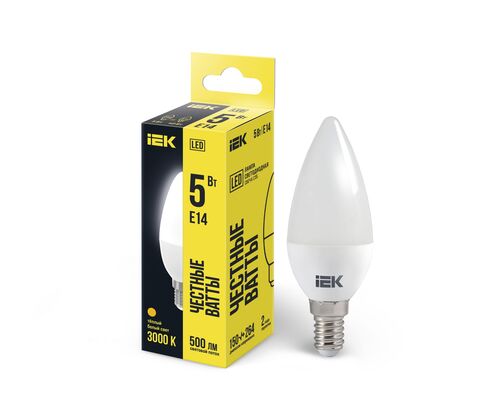 Лампа LED C35 свеча 5Вт 230В 3000К E14 IEK