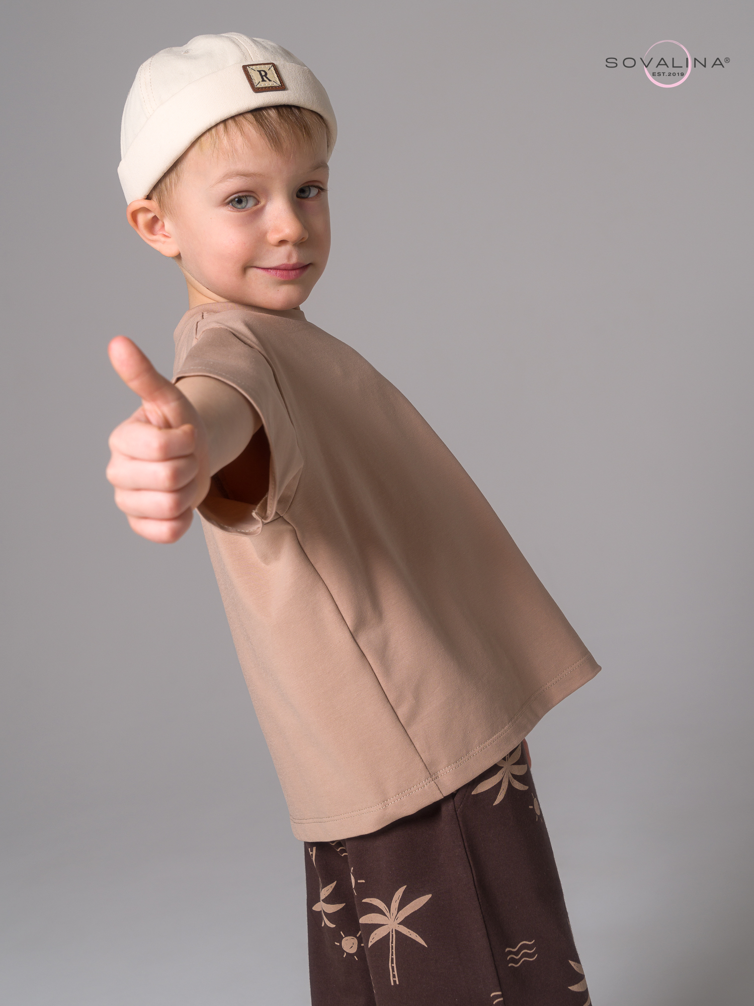 Костюм Light men беж-пальмы коричневые П