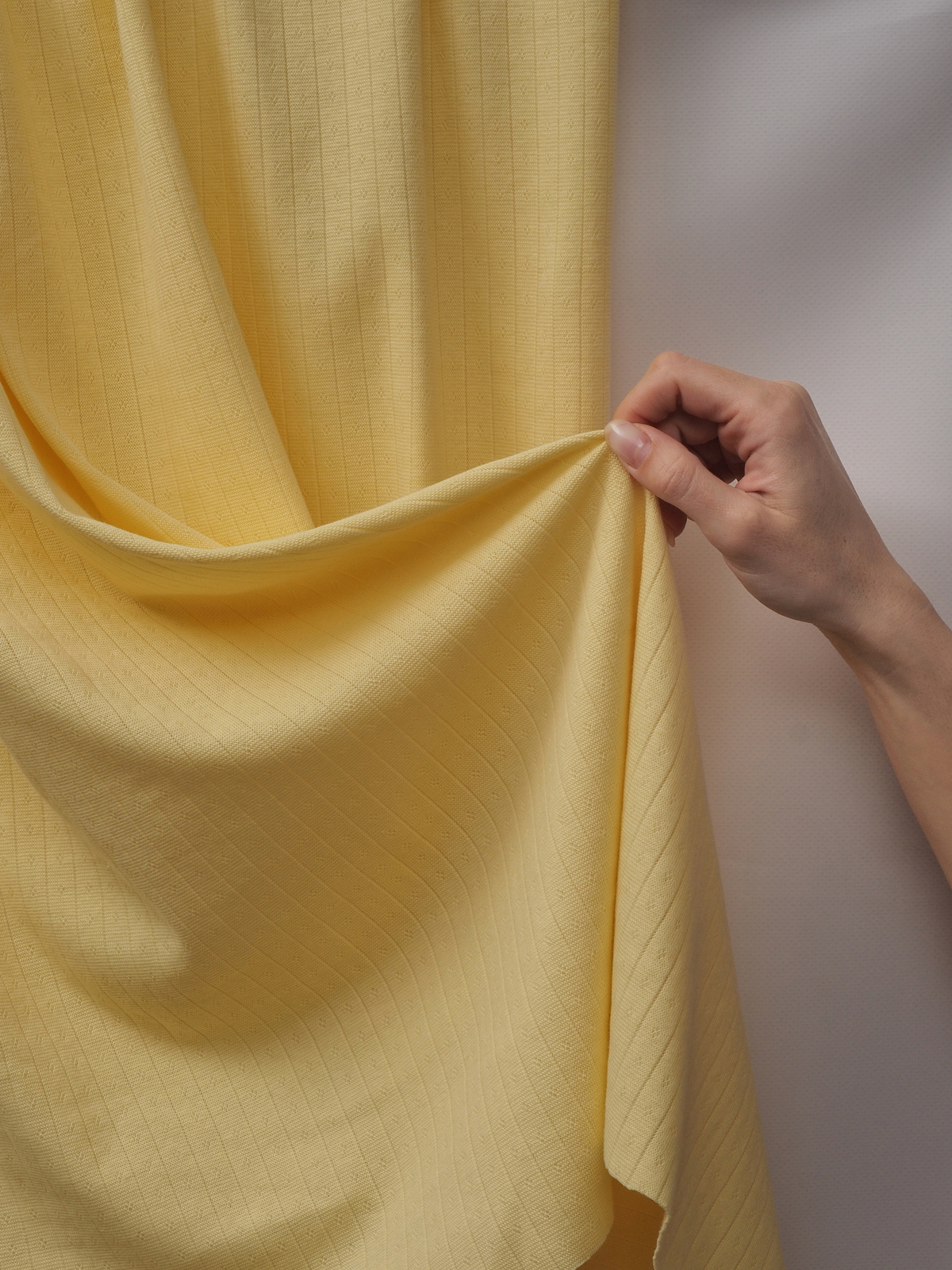 Рибана ажурная цвет сливочное масло, хлопок с эластаном