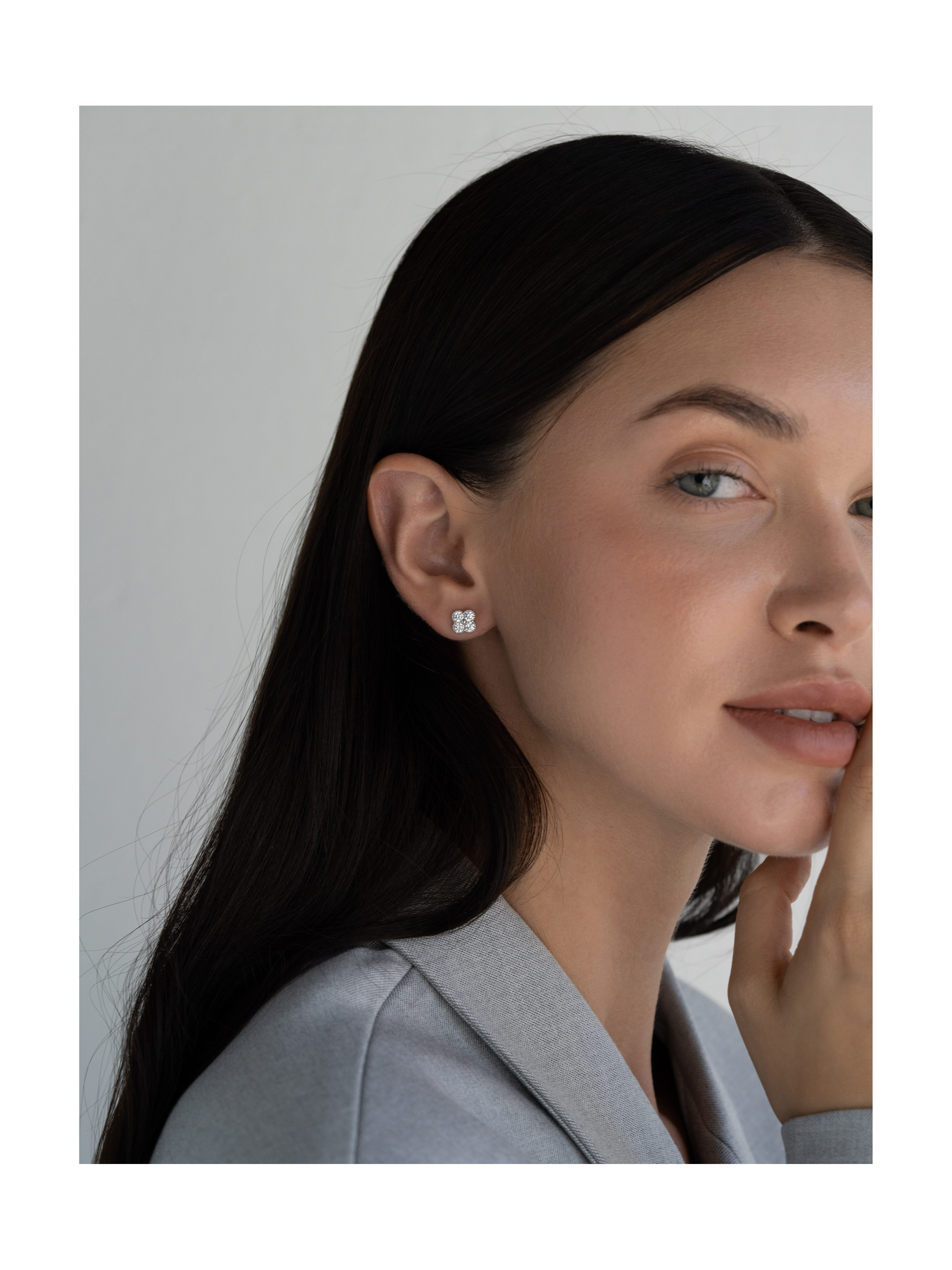 Серьги Четырёхлистники с фианитами