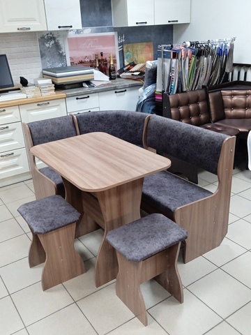 Кухонный уголок Алёнка-5 шимо темный/велюр серый