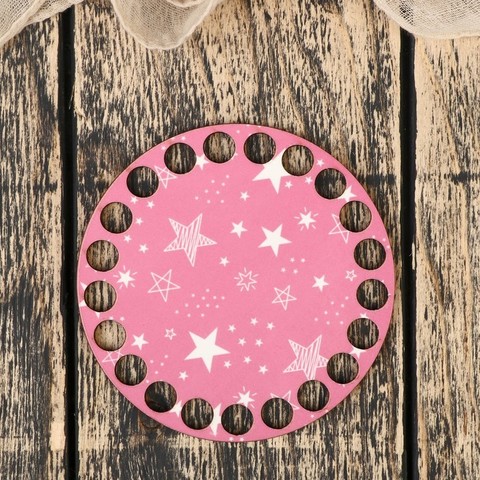 Круглая заготовка с рисунком "Звезды на розовом" 10см из фанеры