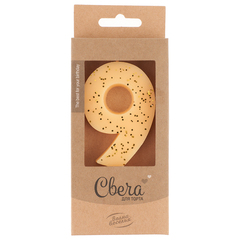 Свеча-цифра ЭКО, Кремовый, с блестками, 