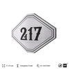 Номерок на дверь квартиры 217, для кабинета, офиса, шильдик 9 х 7 см, серебристый, Айдентика Технолоджи