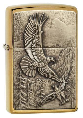 Зажигалка Zippo Where Eagles Dare Emblem № 20854 с покрытием Brushed Brass | Wenger-Victorinox.Ru