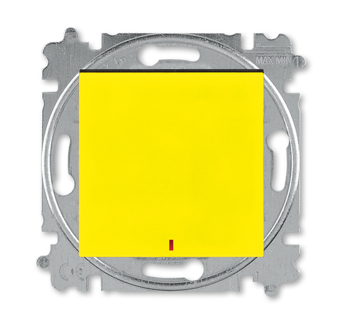 Выключатель/переключатель одноклавишный с контрольной подсветкой LED белого цвета на 2 направления(проходной). Цвет Жёлтый / дымчатый чёрный. ABB. Levit(Левит). 2CHH592545A6064+2CHU161444C4000